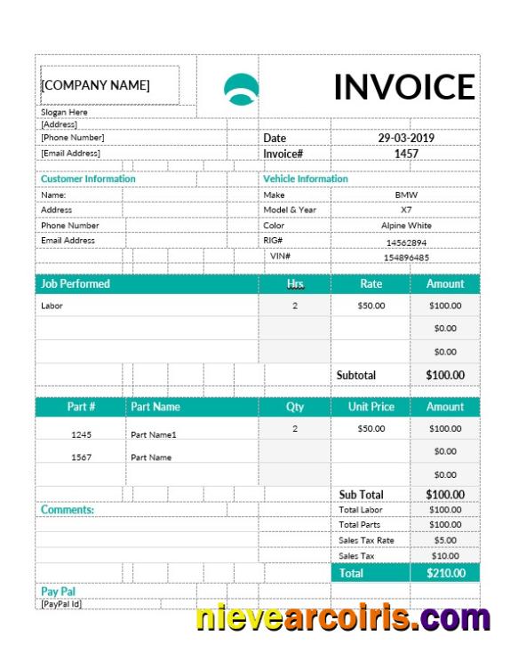 Car Repair Invoice